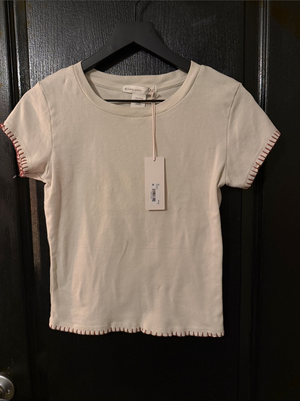 Altar’d State Cotton Tee with Red Trim Stitching